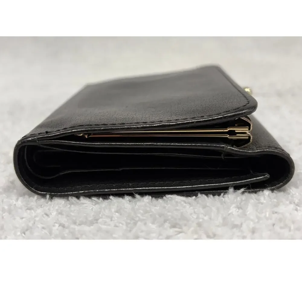 Vintage Coach Black Water Buffalo Leather French Wallet #80660